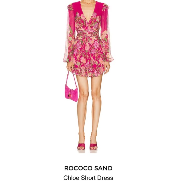 Rococo Sand Chloe fuchsia short floral flower dress NWT RETAIL $397 size small - Picture 8 of 16